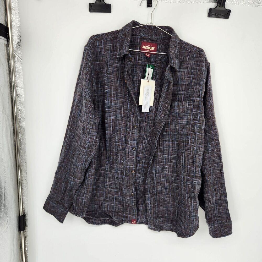 Alesbury Men's Dark Purple Textured Tweed Shirt‎ NWT